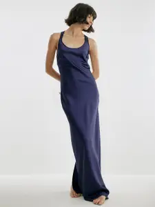 NA-KD Women Navy Blue Solid Styled Back Maxi Dress