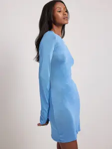 NA-KD Women Blue Solid Bodycon Mini Dress