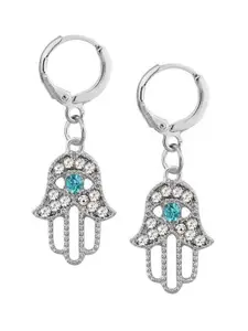 Young & Forever Silver-Plated White & Blue Circular Hoop Earrings