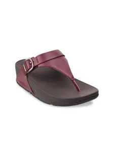 fitflop Maroon & Brown Leather Comfort Sandals with Buckles