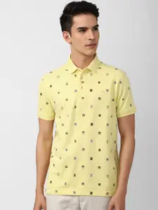 SIMON CARTER LONDON Men Yellow Polo Collar Slim Fit T-shirt