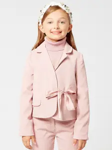 One Friday Girls Pink Self-Design Casual Blazer