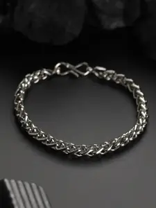Priyaasi Men Silver-Toned Silver-Plated Link Bracelet