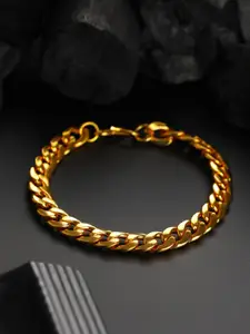 Priyaasi Men Gold-Toned Gold-Plated Cuban Chain Bracelet