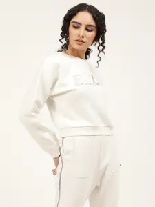 ELLE Women White Printed Sweatshirt