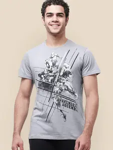 Free Authority Men Grey Avengers Printed Cotton T Shirt