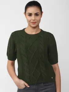 Van Heusen Woman Women Green Cable Knit Pullover