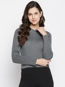 Madame Women Grey Pullover Sweater