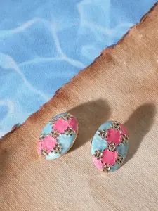 SOHI Pink Gold-Plated Circular Studs Earrings