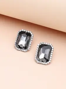 SOHI Black Contemporary Studs Earrings