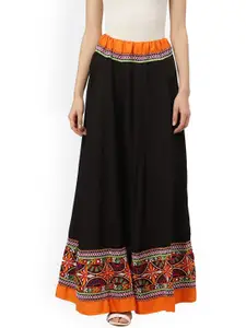 Vastraa Fusion Women Black Embroidered Maxi Skirts