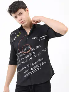 KETCH Men Black Slim Fit Printed Casual Shirt