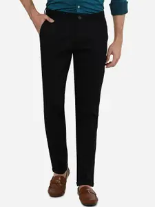 Greenfibre Men Black Solid Slim Fit Cotton Chinos Trousers