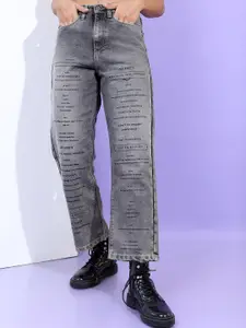 Tokyo Talkies Women Grey Wide Leg Highly Distressed Heavy Fade Jeans