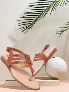 TRASE Women Tan Brown Striped Flats