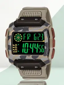 Shocknshop Men Black Dial & Beige Straps Digital Multi Function Watch - Watch29Khaki