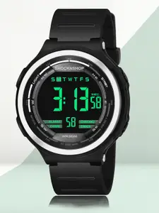 Shocknshop Men Black Dial & Black Bracelet Style Straps Digital Multi Function Watch Watch28Black