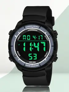 Shocknshop Men Black Wrap Around Straps Digital Multi Function Watch Watch26Black-Black