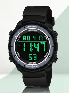 Shocknshop Men Black Wrap Around Straps Digital Multi Function Watch Watch26Black-Black
