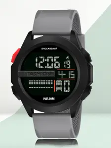 Shocknshop Men Black Dial & Grey Bracelet Style Straps Digital Multi Function Watch Watch30Grey