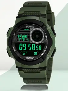 Shocknshop Men Black Dial & Green Straps Digital Multi Function Watch
