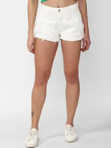 FOREVER 21 Women White Denim Shorts