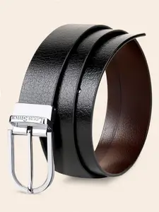 LOUIS STITCH Men Italian Leather Textured Reversible Belt