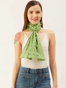 Trend Arrest Women Green & Yellow Printed Scarf