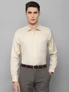 Louis Philippe Gods & Kings Men Cream-Coloured Slim Fit Checked Giza Cotton Formal Shirt