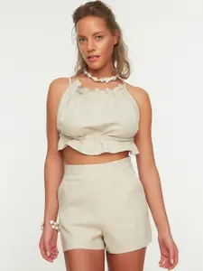 Trendyol Women Beige Solid Shorts