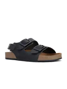 Bata Men Blue & Brown Leather Comfort Sandals