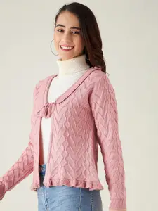 Modeve Women Pink Cable Knit Acrylic Sweater