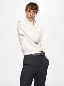 MANGO Women Off White Solid Pullover with Shoulder Pads