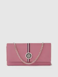 Tommy Hilfiger Women Pink Textured Leather Two Fold Wallet