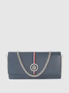Tommy Hilfiger Women Navy Blue Textured Leather Two Fold Wallet