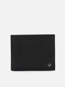 Allen Solly Men Black Textured Leather Two Fold Wallet
