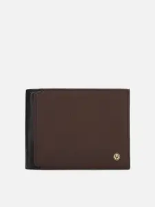 Allen Solly Men Black & Brown Textured Leather Two Fold Wallet