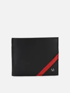 Allen Solly Men Black & Red Colourblocked Leather Two Fold Wallet
