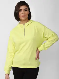 FOREVER 21 Women Yellow Hooded Sweatshirt