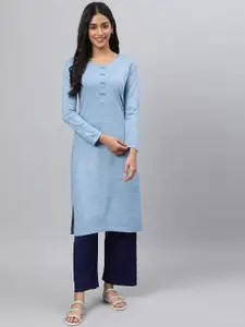 AURELIA Women Blue Straight Kurta