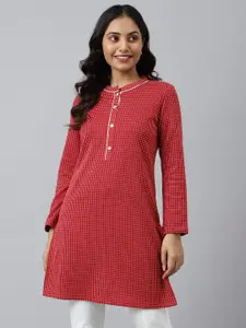 AURELIA Women Red & White Long Sleeves Kurta