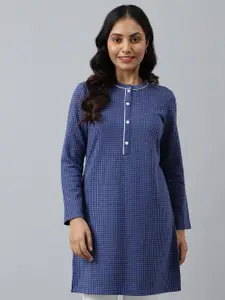 AURELIA Women Blue & White Checked Kurta