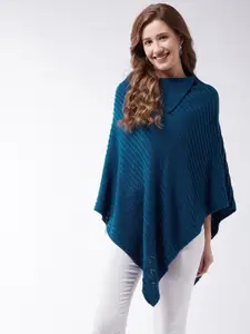 Modeve Women Teal Blue Poncho Sweater