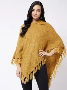 Modeve Women Mustard Cable Knit Poncho