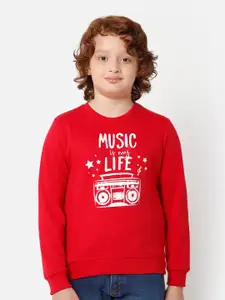 DYCA Boys Red Printed Sweatshirt