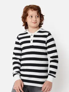 PROTEENS Boys Multicoloured Striped Henley Neck T-shirt