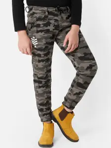 PROTEENS Boys Grey & Black Camouflage Printed Joggers