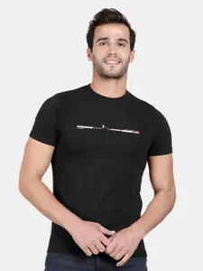 t-base Men Black Slim Fit Cotton T-shirt