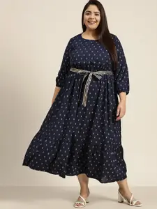 Sztori Plus Size Ethnic Motifs A-Line Midi Dress