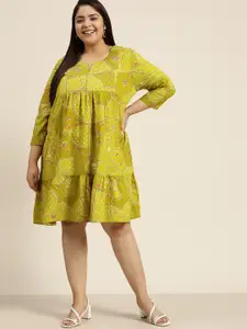 Sztori Women Plus Size Geometric Printed A-Line Dress